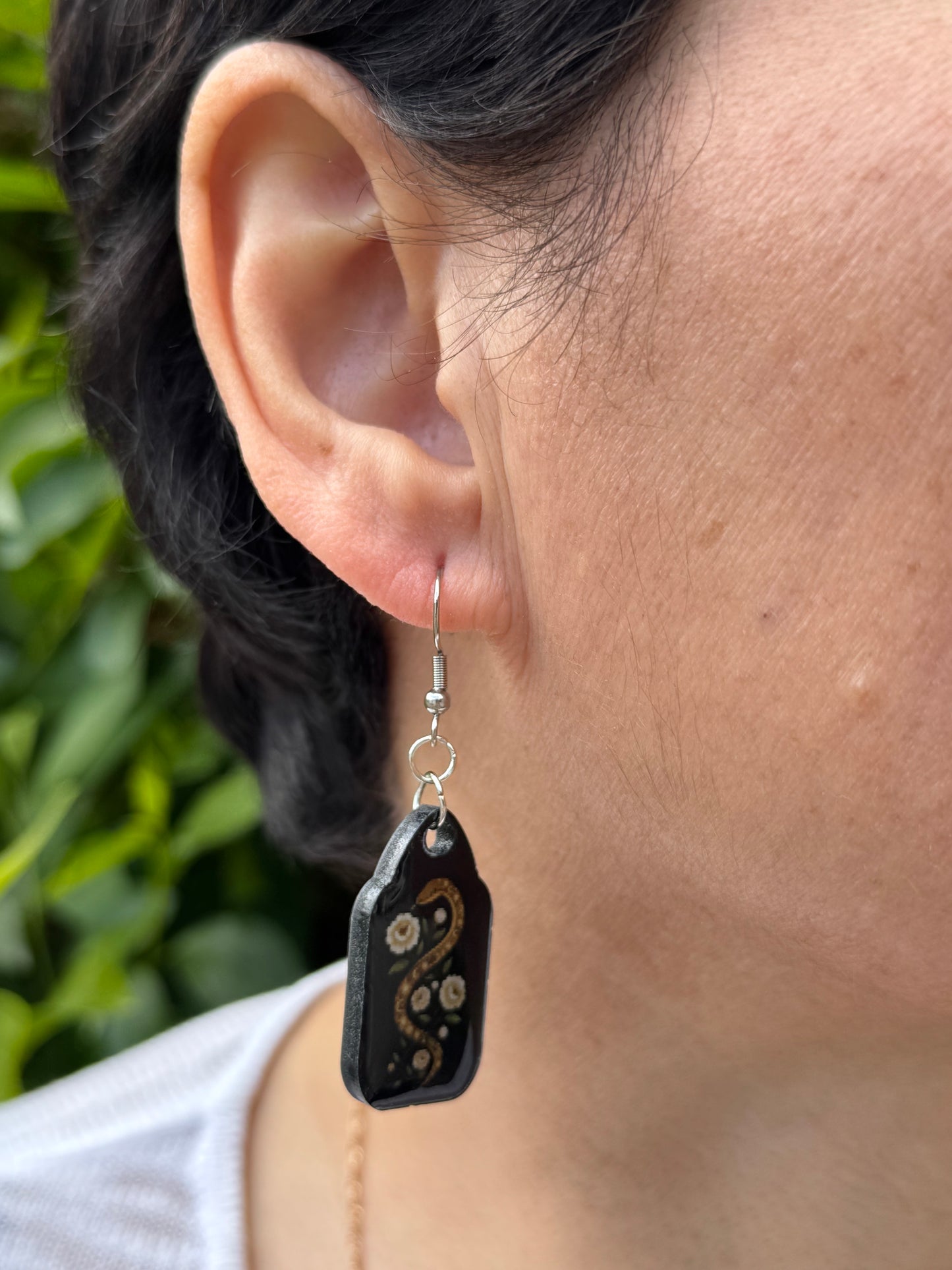 Earrings snake in the flowers #07