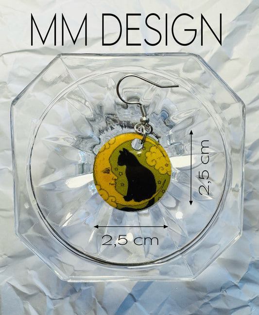 Earrings cat in the moon #13
