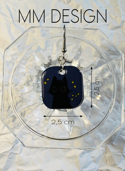 Earrings cat with stars #16